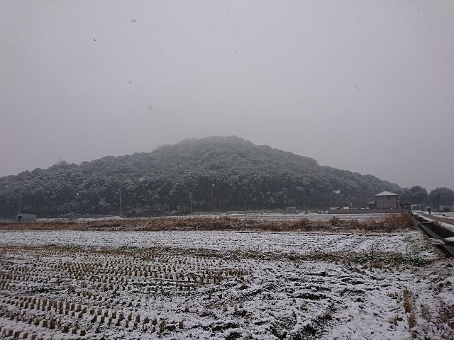 雪が降る耳成山