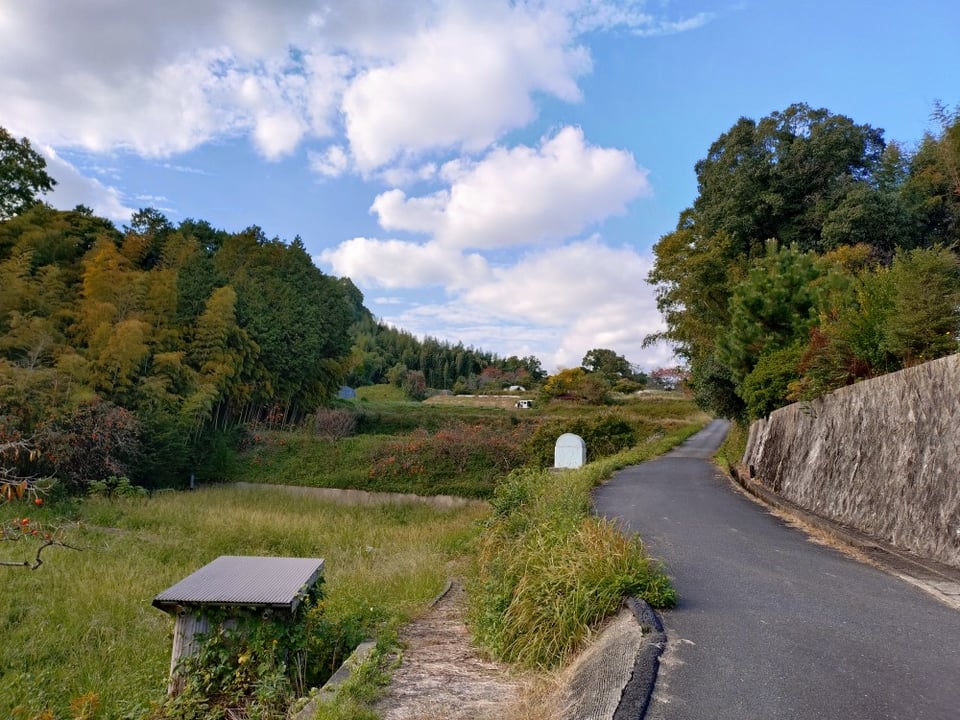 丘からマルコ山古墳方面へ下る坂道