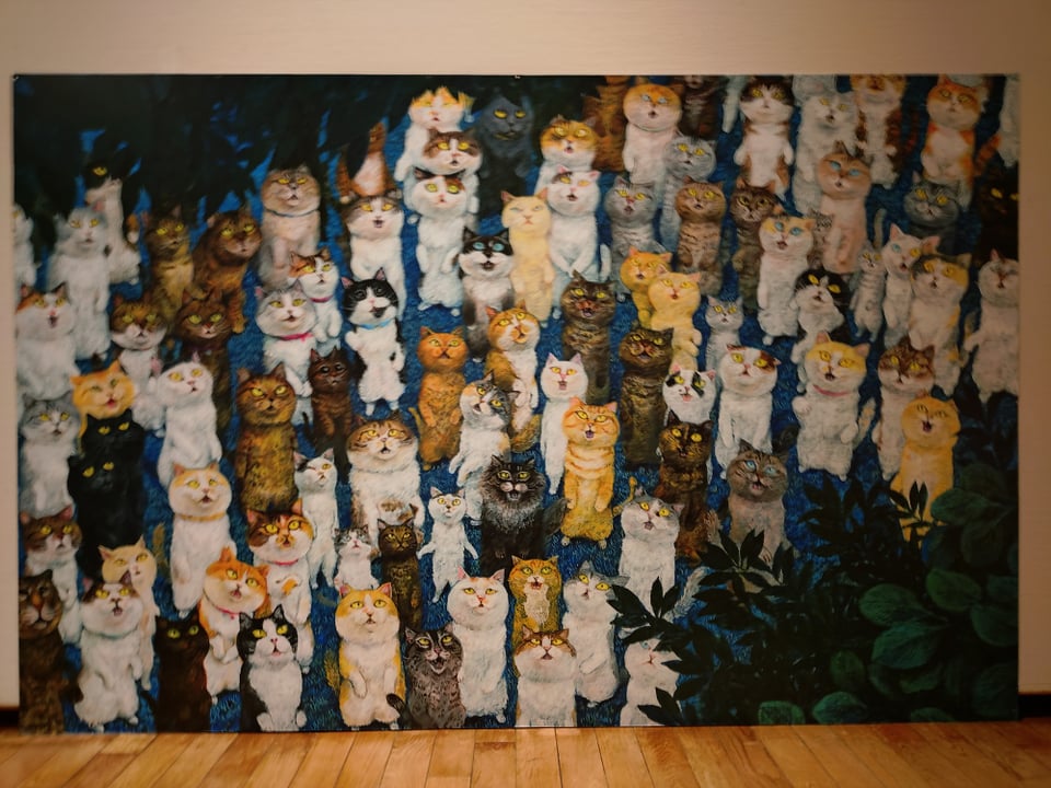 絵本「ネコヅメのよる」の原画（撮影可能）